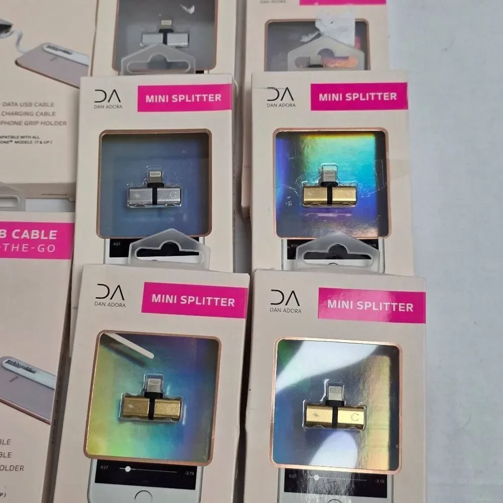 Huge Lot Dan Adora iPhone Accessories – USB Cable On-The-Go & 3-in-1 Mini Splitt